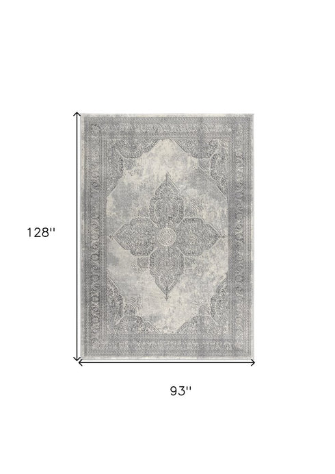 2' X 4' Gray Distressed Medallion Area Rug